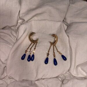 Free People Celestial Moon Lapis Dangle Earrings